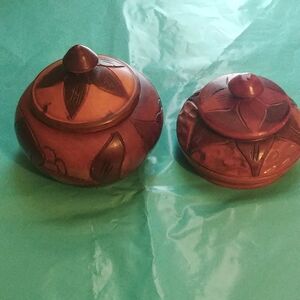 Carved Wooden trinket/stash boxes ..vintage early 90,s